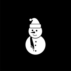  Snowman icon isolated on black background