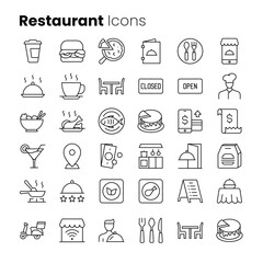Restaurant food order vector icon set
