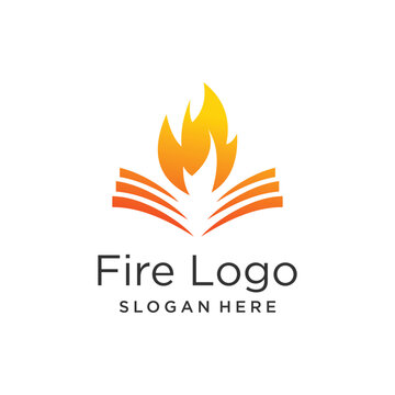 Fire book logo design idea with modern creative idea