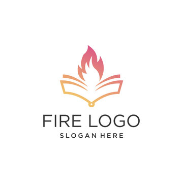 Fire book logo design idea with modern creative idea
