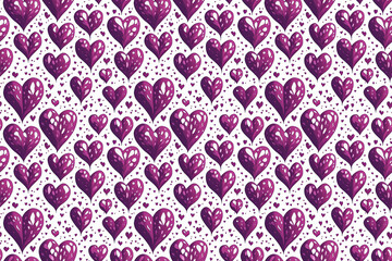 Seamless burgundy watercolor painted hearts template. Background for Valentine's Day.