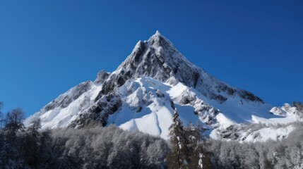 Mountain covered with white snow beautiful photograph