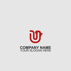Letter U rooster logo icon design vector template.