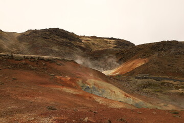 View on the Seltún Geothermal Area in the south of Iceland