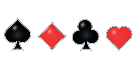 3d Suit deck of playing cards with silver border on transparent background