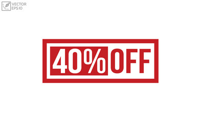 Fototapeta premium 40% Off Red Rubber Stamp vector design.