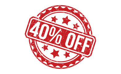 40% Off Red Rubber grunge Stamp vector design.