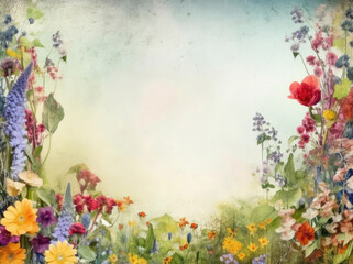 Photo of frame from garden and wild flowers