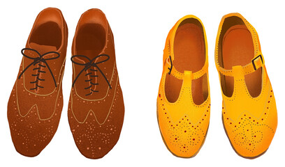 a 2D illustration of two Lindy Hop dance shoes