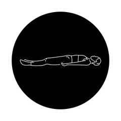 Shavasana Corpse Pose color line illustration. Pictogram for web page