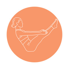 Boat pose navasana color line illustration. Pictogram for web page