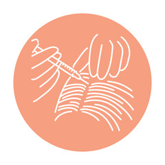 Treatment alopecia color line illustration