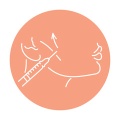 Fine cheekbone correction color line illustration. Hyaluronic injection.