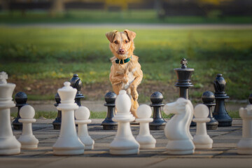 Little red dog and big chess