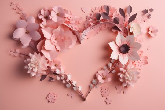 card pink wedding love background flower day valentine heart wallpaper rose. Generative AI.