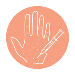 Treatment of hyperhidrosis palm color line illustration