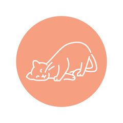 Lying happy cat color line icon. Pictogram for web page