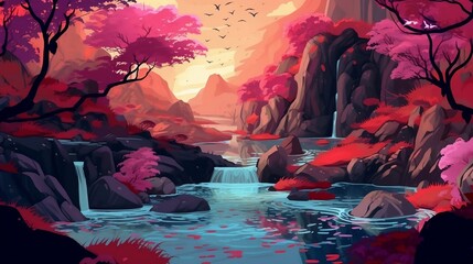 Colorful waterfall artwork Frame in UHD