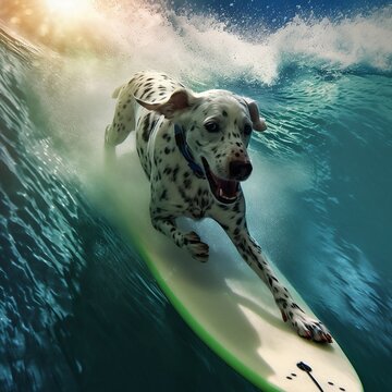 D&aacute;lmata surfeando al sol. Generative AI