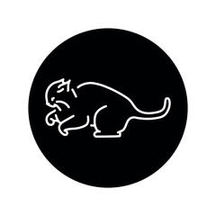 Evil cat fights color line icon. Pictogram for web page