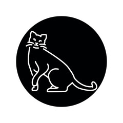 Happy cat sitting color line icon. Pictogram for web page