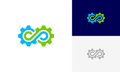 Infinity gear logo design vector