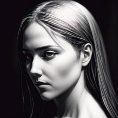 Fototapeta premium Artistic portrait of a female face. Generative AI.