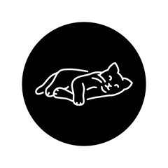 Happy sleeping cat color line icon. Pictogram for web page