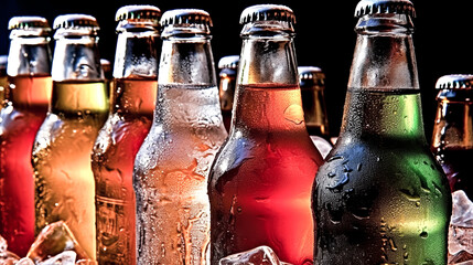 Cold beer bottles on ice were placed by an unknown entity - generative ai