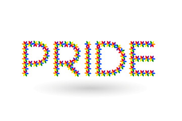 Pride Month Floral Typography Vector, Pride Month Floral alphabet,Pride Month rainbow colors flowers typography.