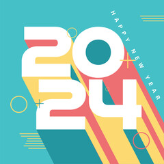 colorful 2024 happy new year background illustration