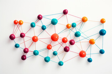 Obraz premium social network concept connected colorful spheres. Generative ai illustration