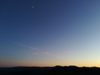 Beautiful blue sky at sunset over the landscape of Tuscany