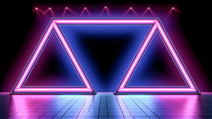 A neon triangular frame with a triangle shape was created - generative ai.