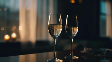 Two Champagne Glasses. Generative AI