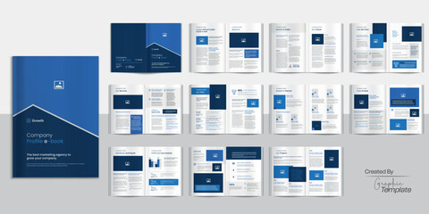 Corporate Brochure Ebook Layout E-Book Layout with Blue Accents eBook Company Profile Layout 