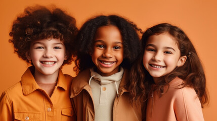 Obraz premium Unity and friendship shine in this cheerful group portrait. Generative AI