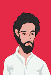 a man on a red background, a random picture, a meaningless picture on a red background,