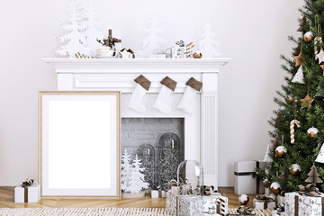 Mockup poster in interior, 3d render