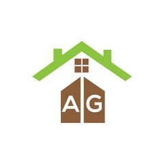 Initial letter AG real estate logo design template AG home or house letter logo