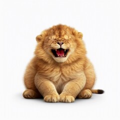Obraz na płótnie Canvas A cute fat chubby baby Lion roaring