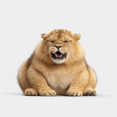 Fototapeta na wymiar A cute fat chubby baby Lion roaring