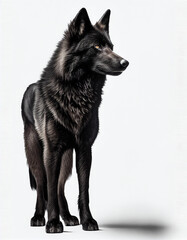 Black Wolf isolated in white background, Generative Ai