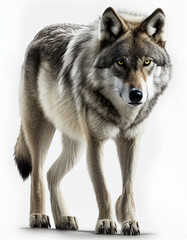 Obraz premium Wolf isolated in white background, Generative Ai