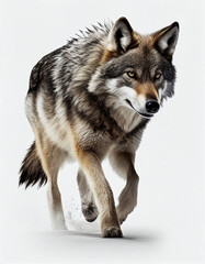 Obraz premium Wolf isolated in white background, Generative Ai
