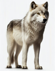 Wolf isolated in white background, Generative Ai