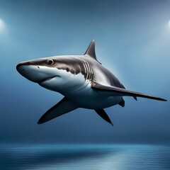 Fototapeta premium Grey Shark living in the blue water sea oean isolated