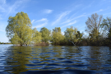 Spring flood. High water level in early spring.