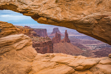 closeup shot of mesa arch in canyonlands