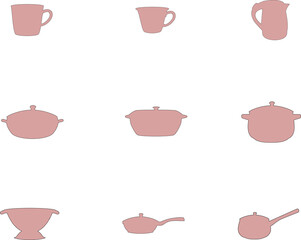  Utensils for the kitchen drawing fdet for decoration.